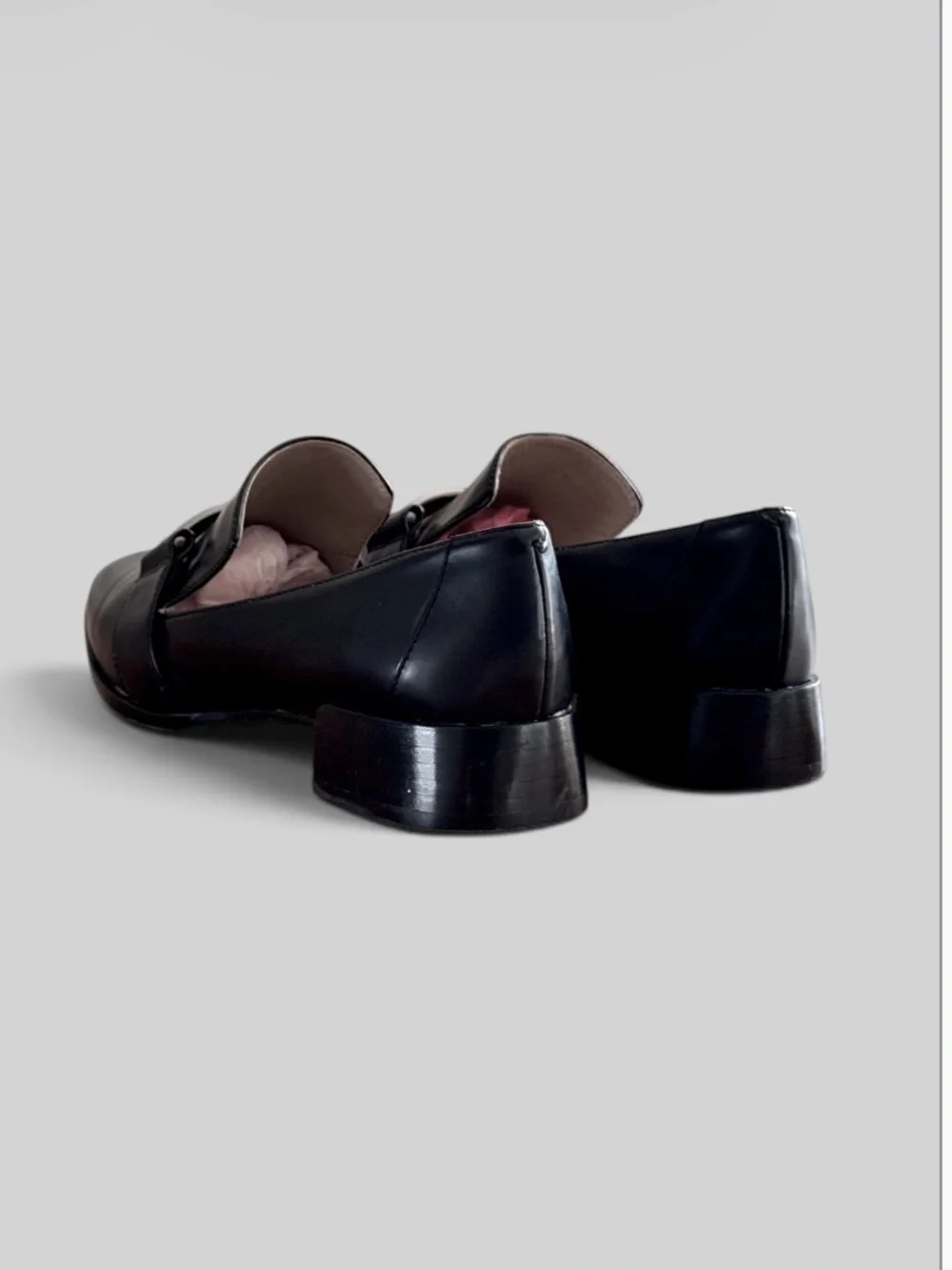 Linea Paolo Black Leather Silver Hardware Loafers 7.5 M
